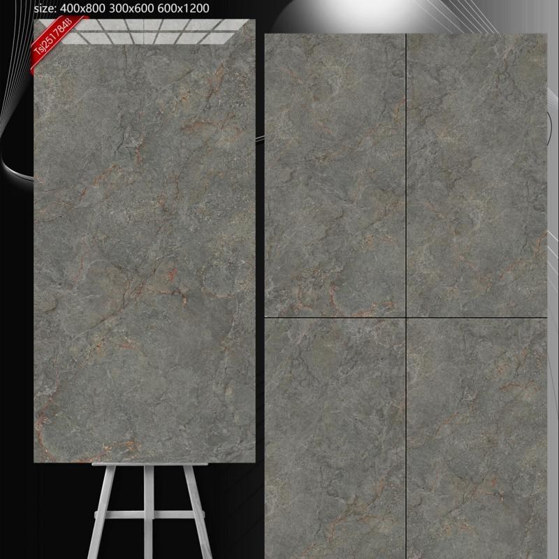 Dark Grey Marble Look Porcelain Tile
