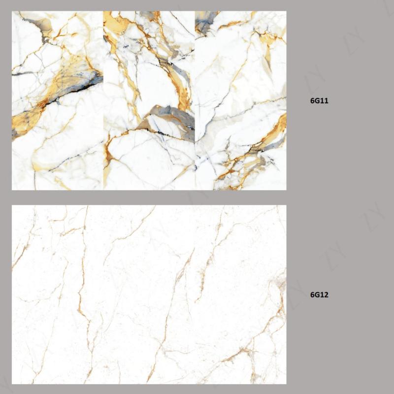 Elegant Golden Vein Polished Ceramic Tile