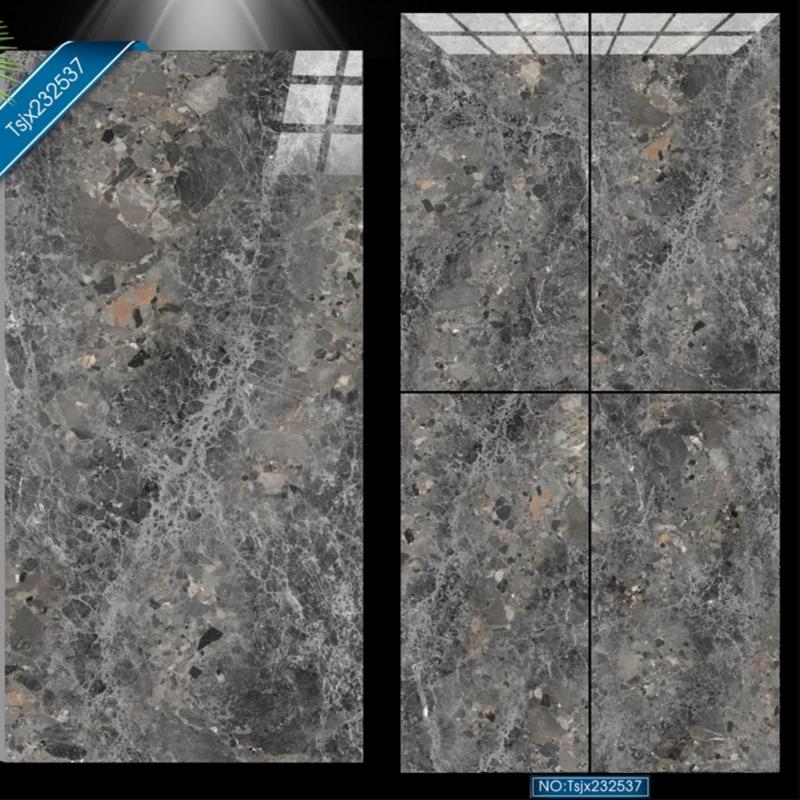 Glossy Grey Bathroom Floor Porcelain Tile