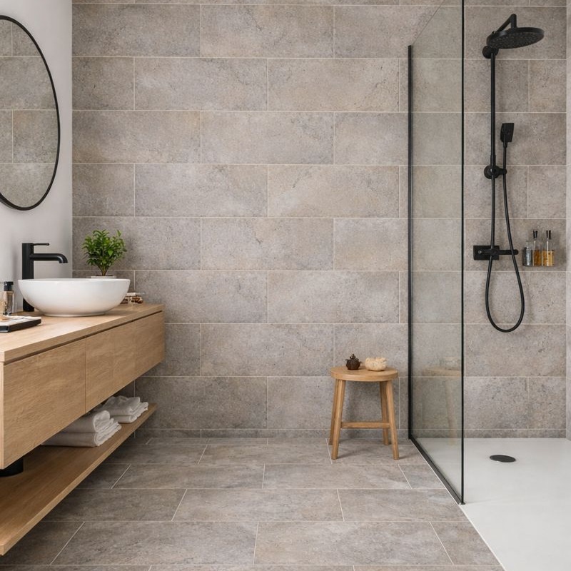 bathroom wall design with ceramic tile
