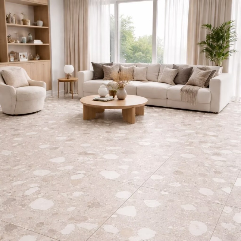 Large format terrazzo style tile
