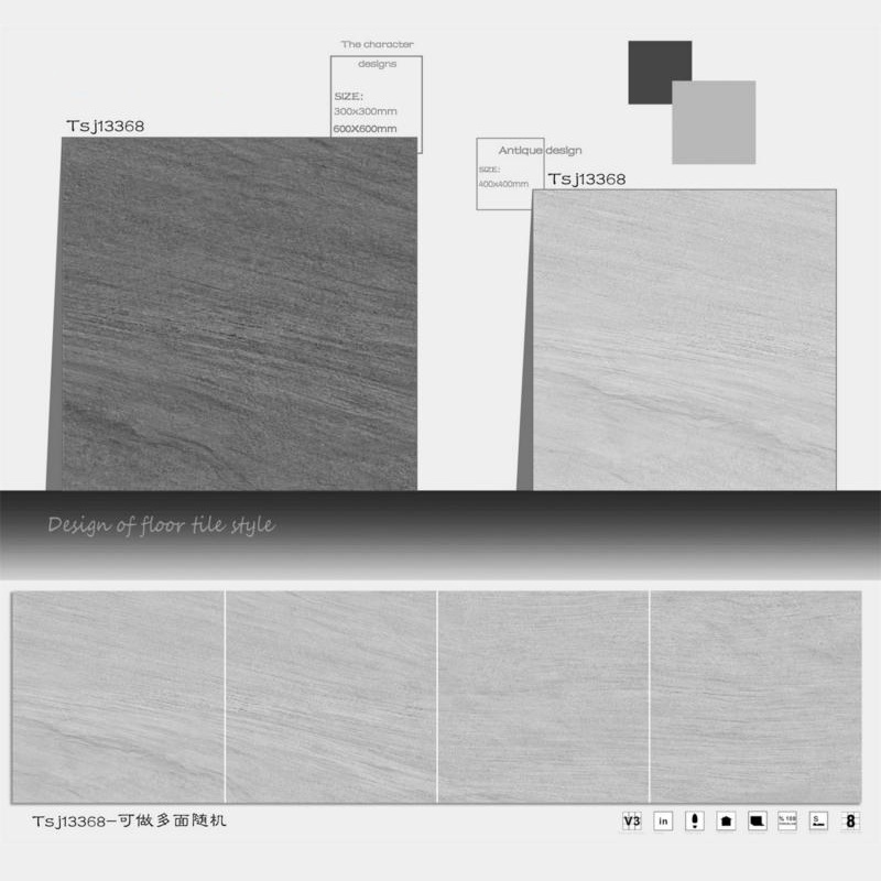 Matte Grey Apartment Floor Porcelain Tile