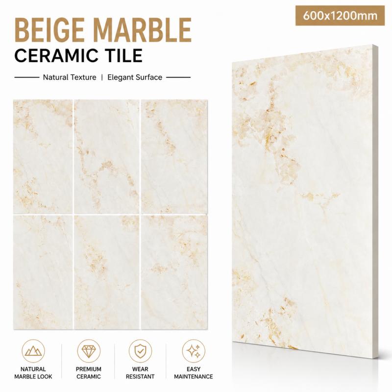 Glossy Beige Durable Scratch Resistant Tile