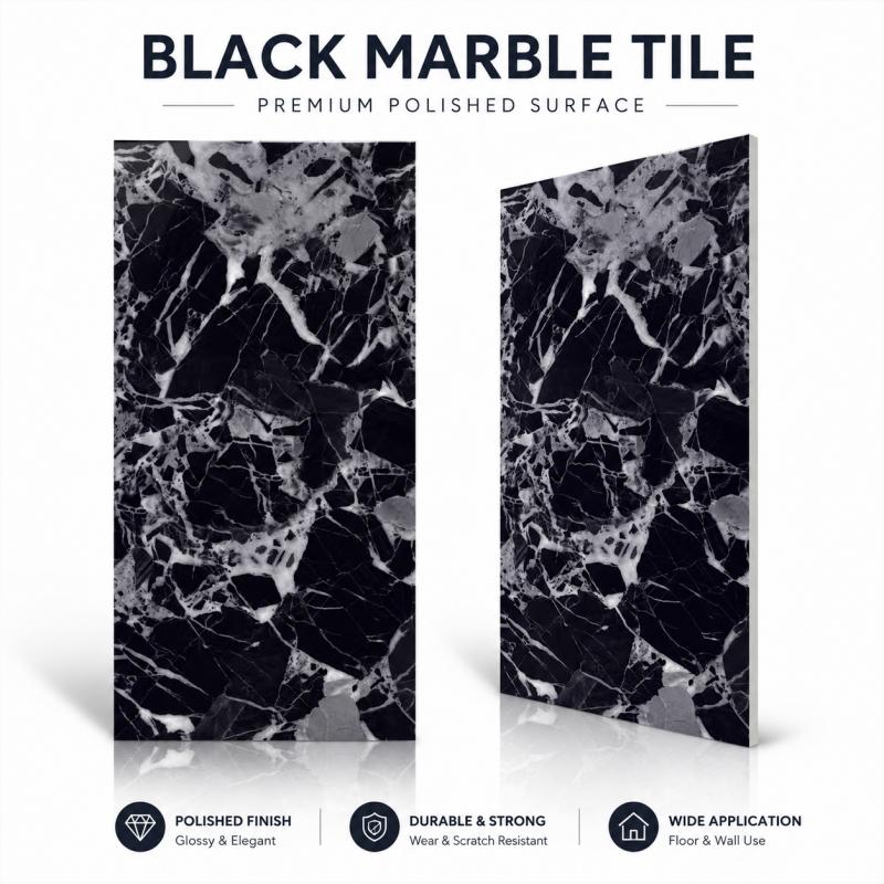 China Factory Black Polished Porcelain Tile