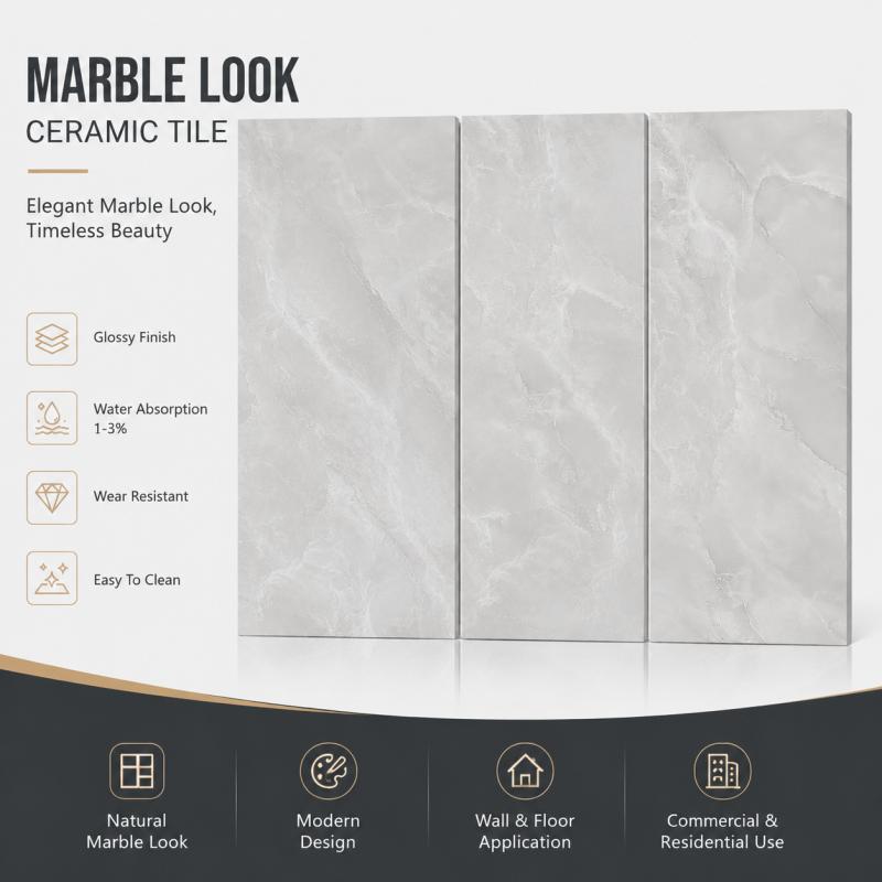 600x1200 Light Grey Vein Ceramic Tile