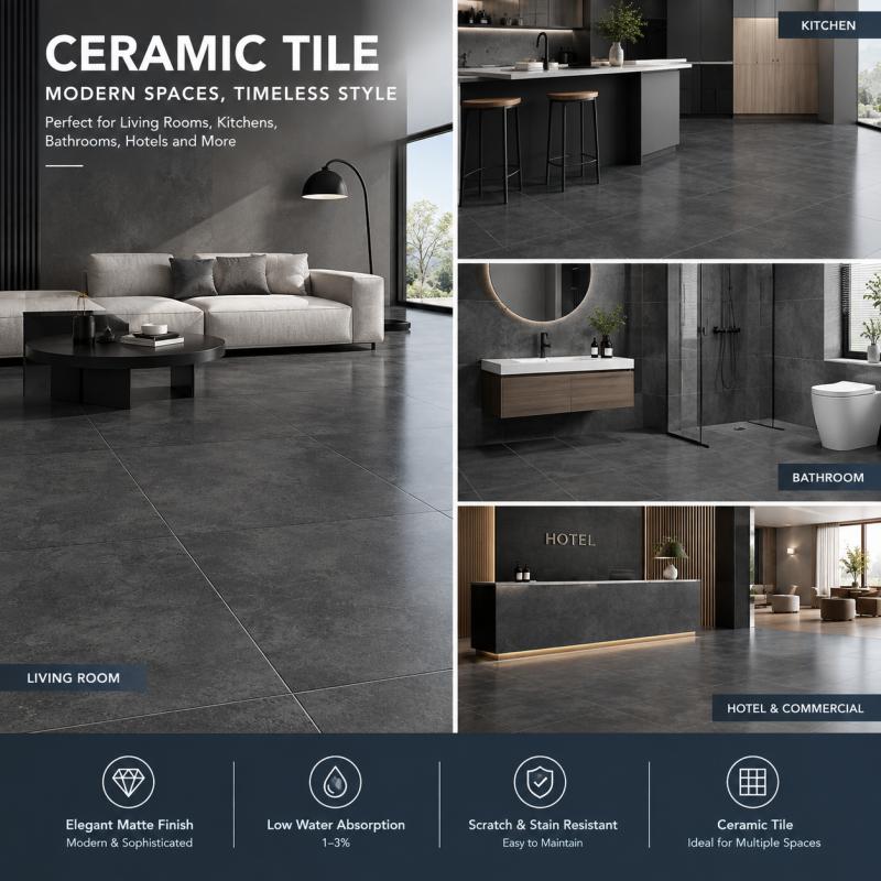 Large Size Dark Grey Matte Tile