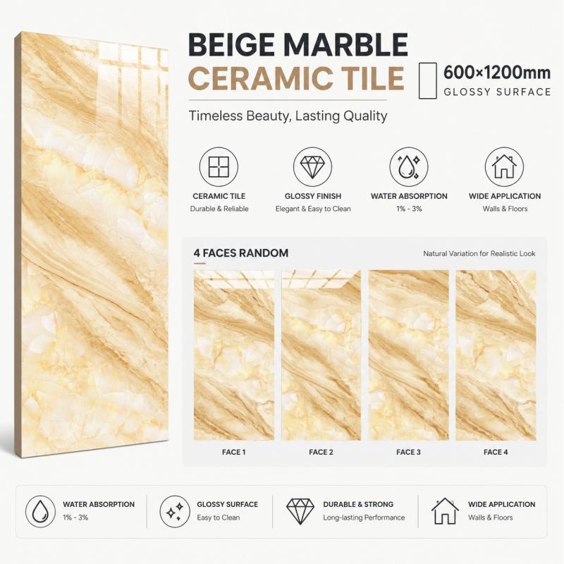 Warm Beige Veined Interior Ceramic Tile