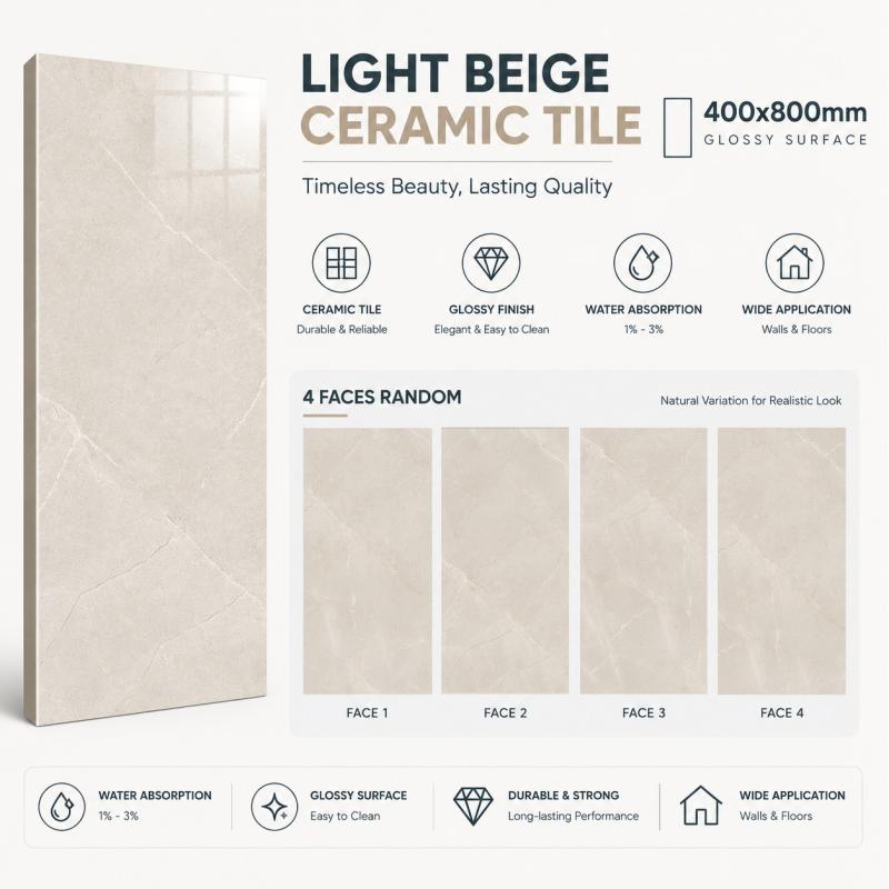 China Factory Beige Glossy Porcelain Tile